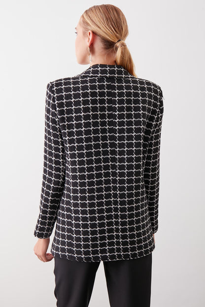 CLASSIC PATTERNED SINGLE BUTTON JACKET