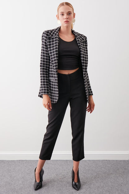 CLASSIC PATTERNED SINGLE BUTTON JACKET