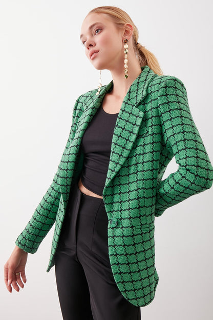 CLASSIC PATTERNED SINGLE BUTTON JACKET