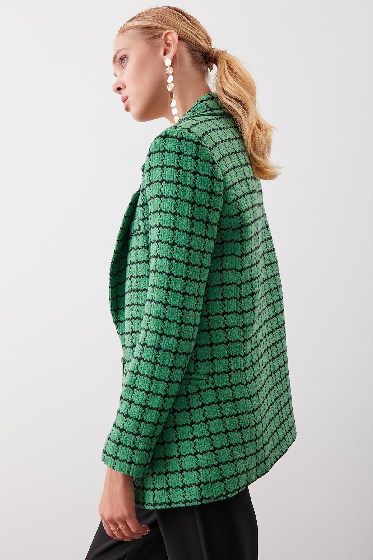 CLASSIC PATTERNED SINGLE BUTTON JACKET
