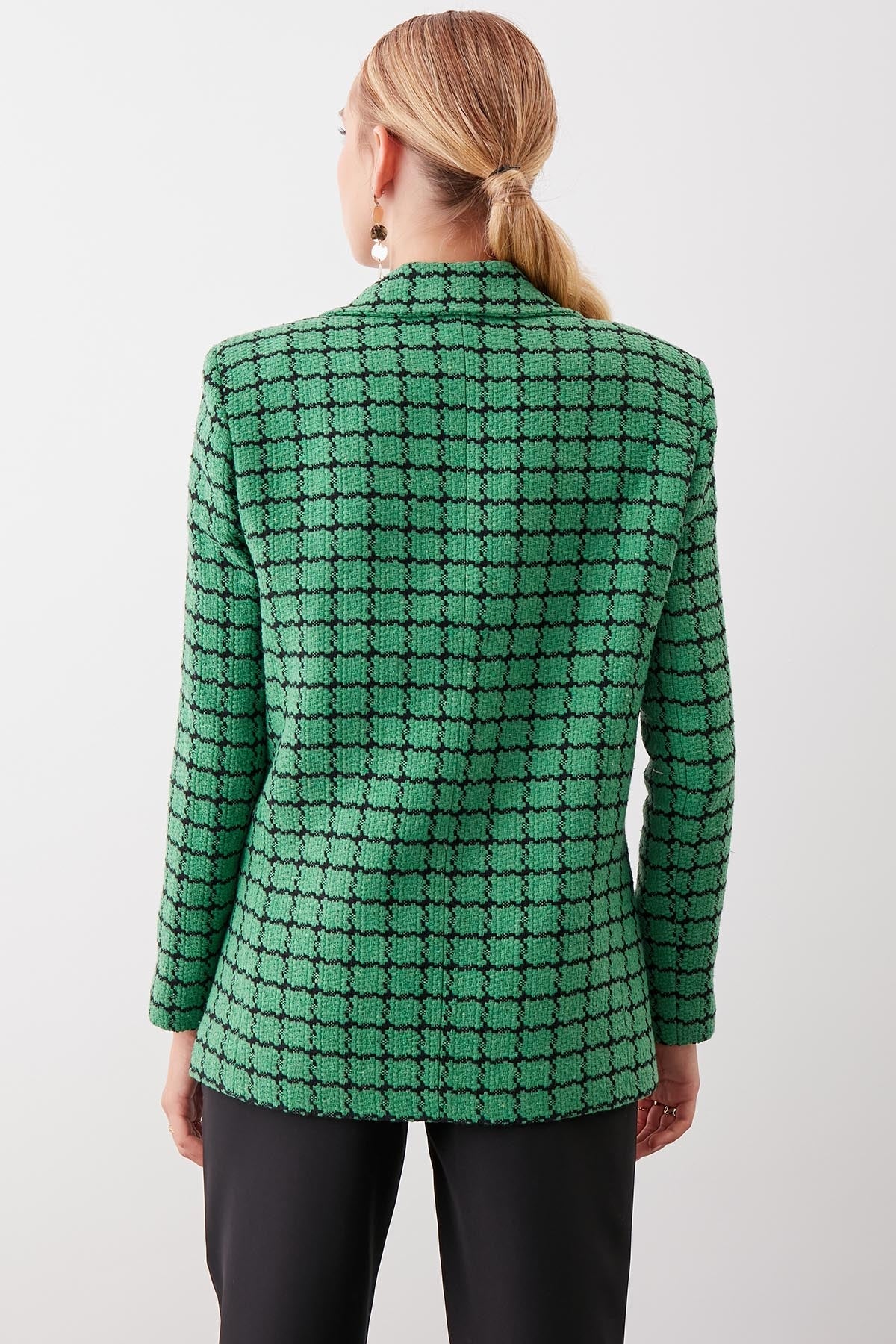 CLASSIC PATTERNED SINGLE BUTTON JACKET