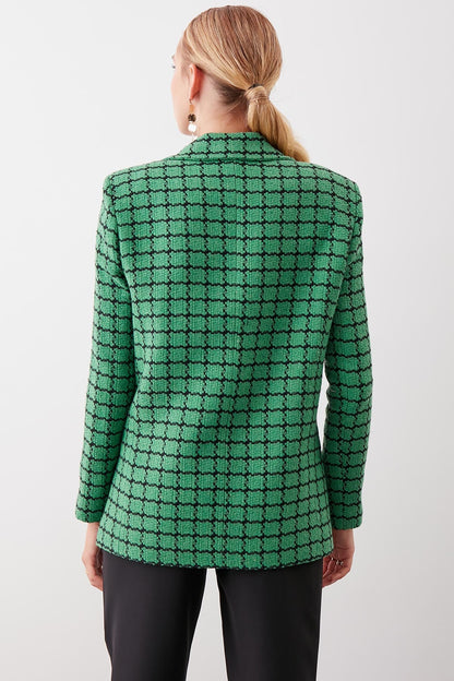 CLASSIC PATTERNED SINGLE BUTTON JACKET
