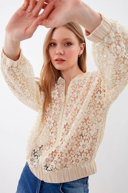 TRANSPARENT PATTERNED BOMBER JACKET