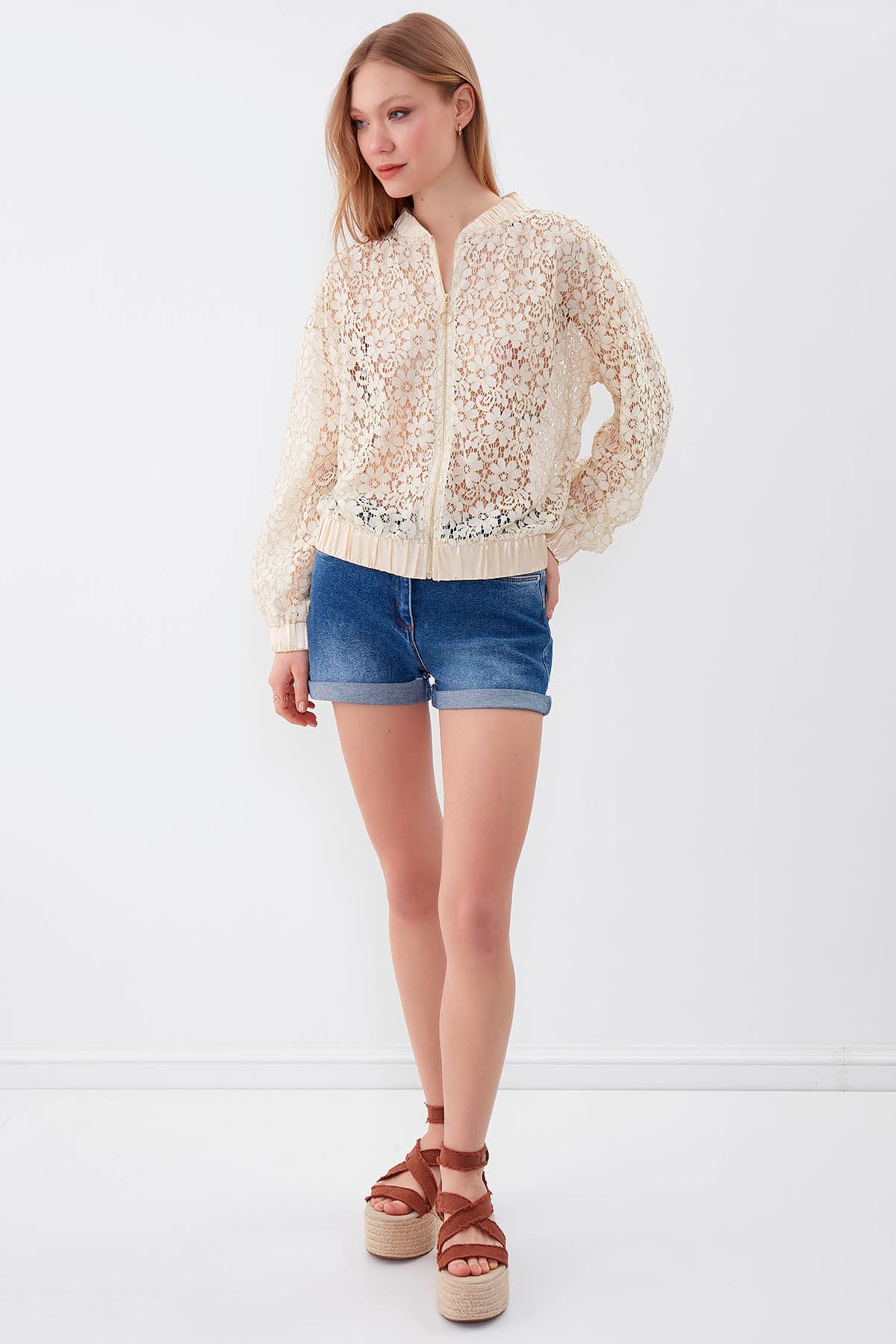 TRANSPARENT PATTERNED BOMBER JACKET