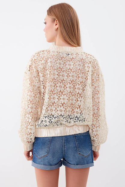 TRANSPARENT PATTERNED BOMBER JACKET