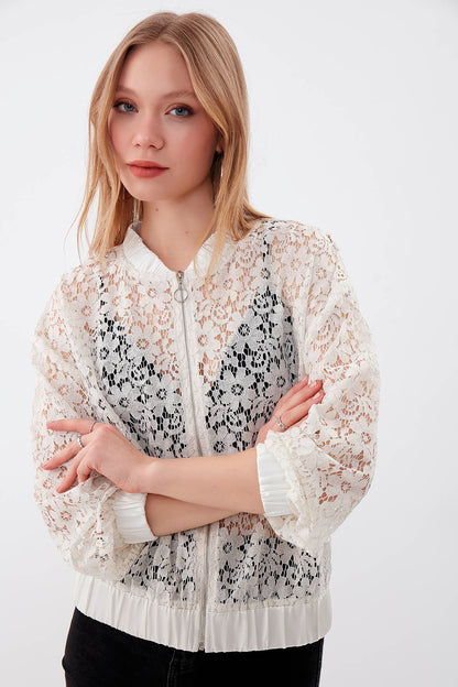 TRANSPARENT PATTERNED BOMBER JACKET