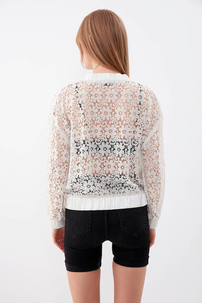 TRANSPARENT PATTERNED BOMBER JACKET