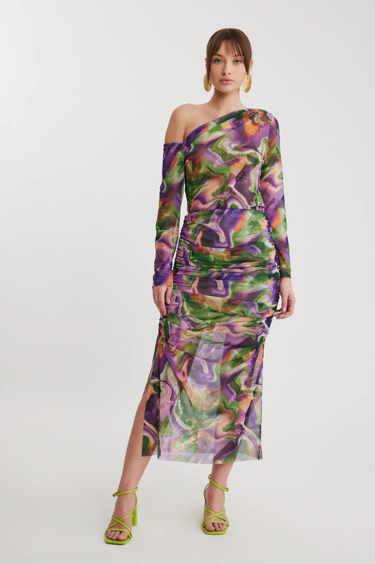 COLRFUL PATTERNED TULIP MIDI SKIRT