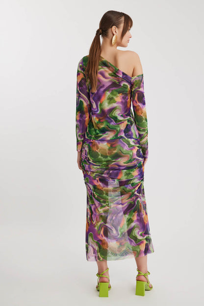 COLRFUL PATTERNED TULIP MIDI SKIRT