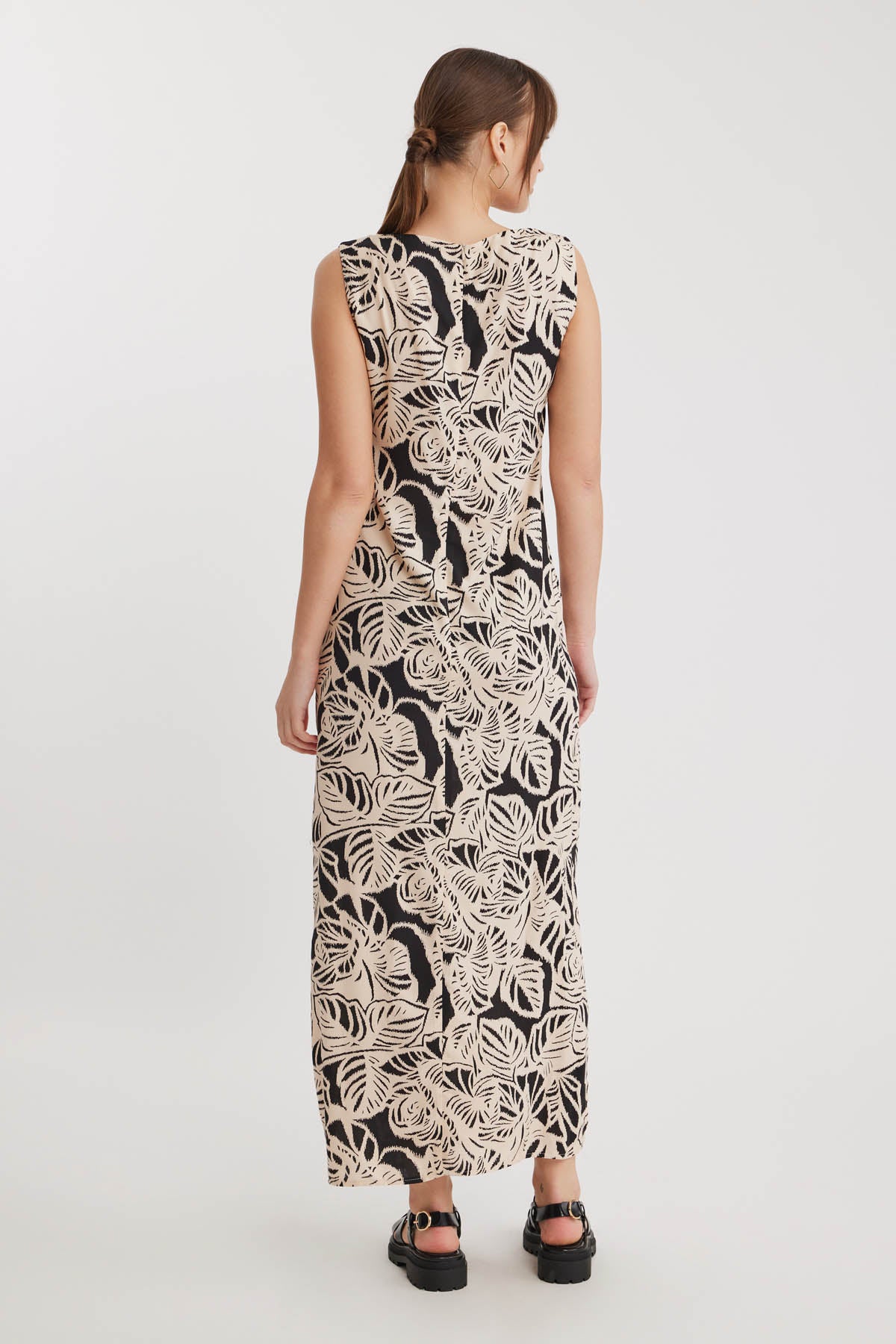 CLASSIC PATTERNED SIDE LONG DRESS WITH SPLIT