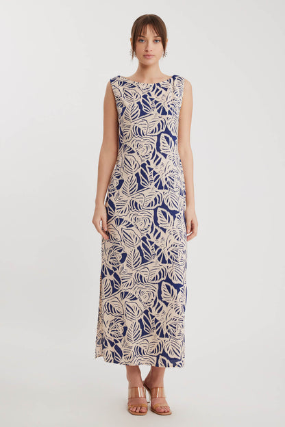 CLASSIC PATTERNED SIDE LONG DRESS WITH SPLIT
