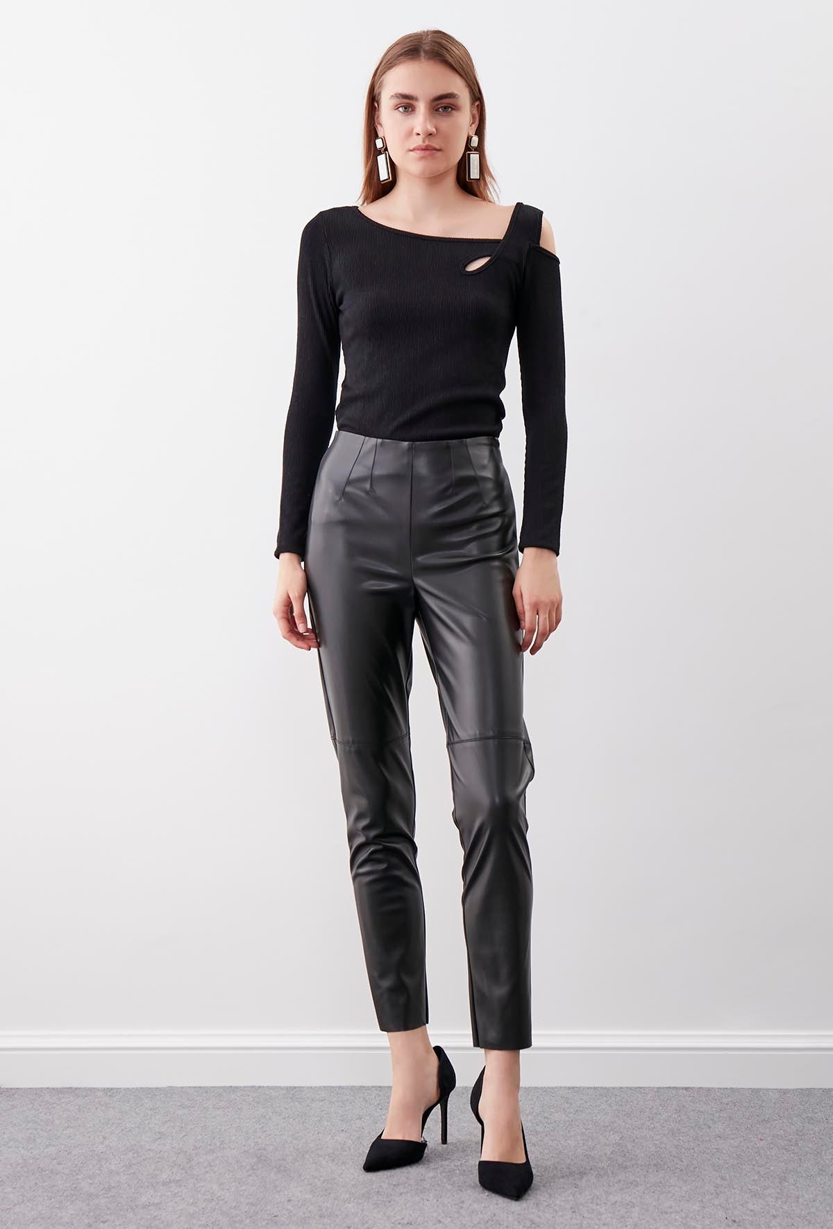 FAUX LEATHER TROUSERS