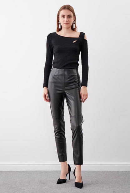 FAUX LEATHER TROUSERS