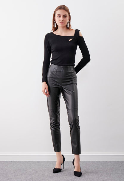 FAUX LEATHER TROUSERS