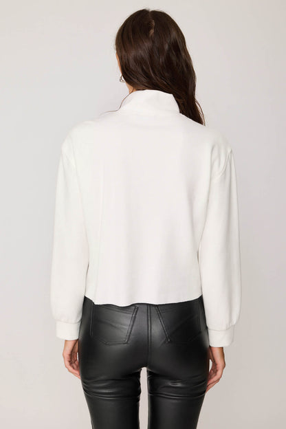 KNITTED SWEATSHIRT WITH STEEP COLLAR & ZIPPER