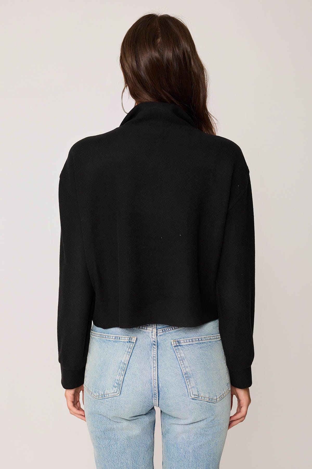 KNITTED SWEATSHIRT WITH STEEP COLLAR & ZIPPER