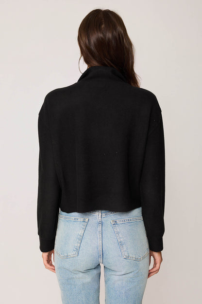 KNITTED SWEATSHIRT WITH STEEP COLLAR & ZIPPER