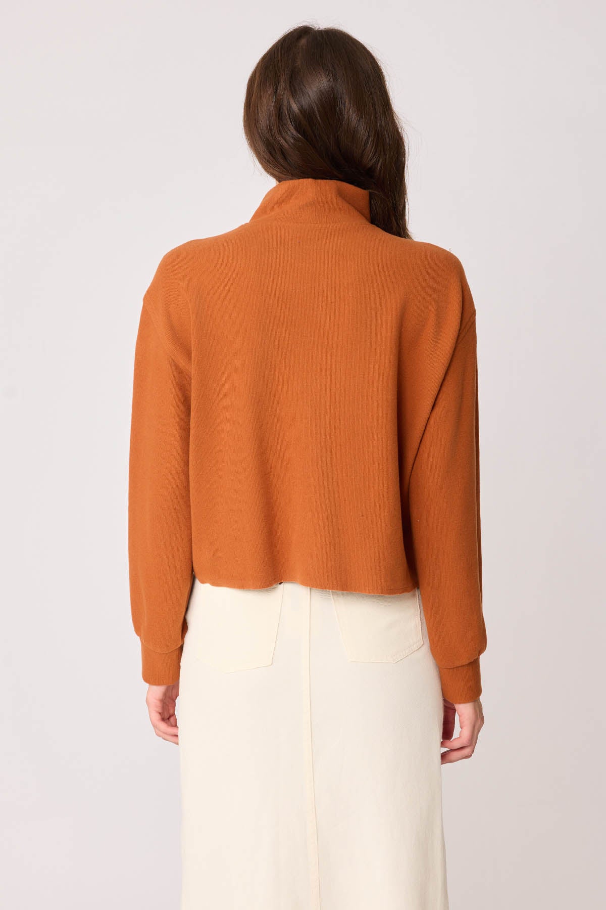 KNITTED SWEATSHIRT WITH STEEP COLLAR & ZIPPER