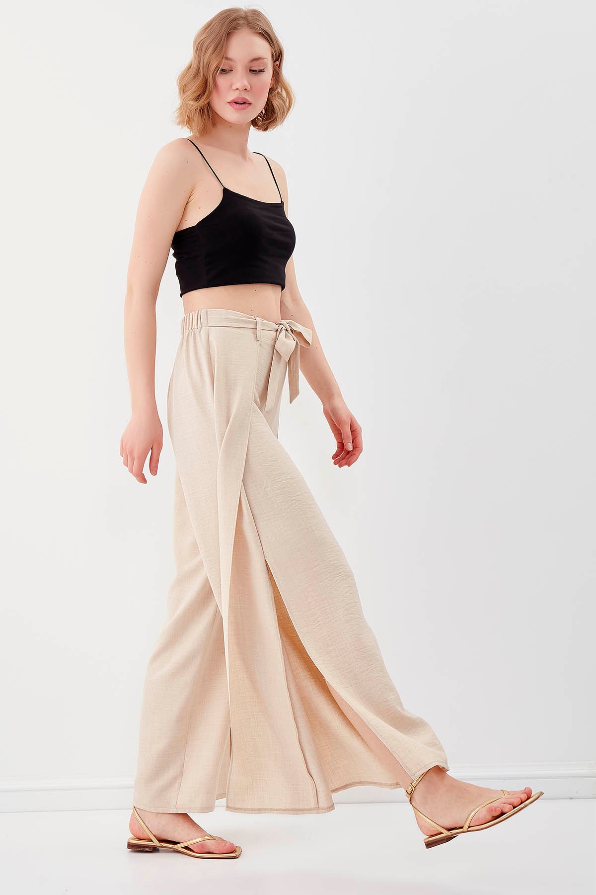 SIDE SPLIT-APART WAIST-BINDING TROUSERS