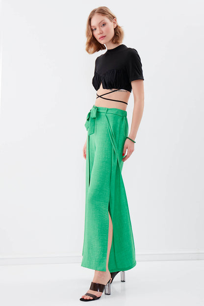 SIDE SPLIT-APART WAIST-BINDING TROUSERS