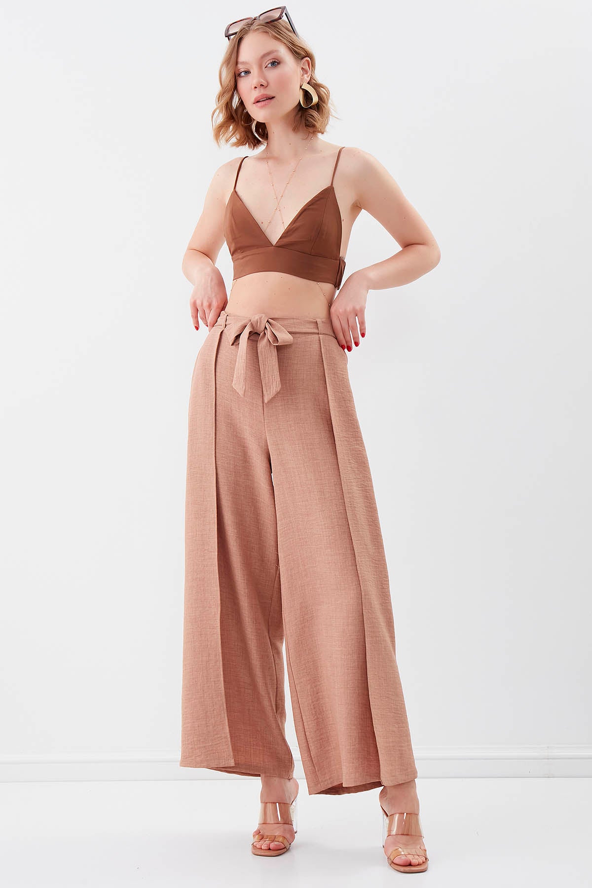 SIDE SPLIT-APART WAIST-BINDING TROUSERS