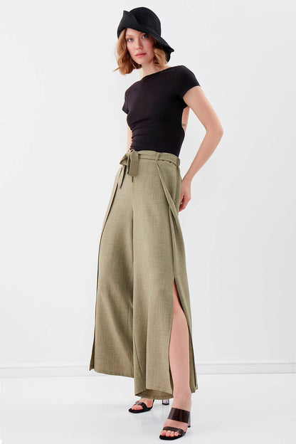 SIDE SPLIT-APART WAIST-BINDING TROUSERS