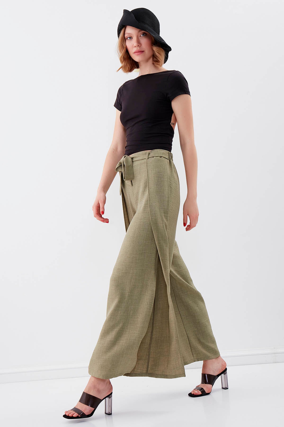 SIDE SPLIT-APART WAIST-BINDING TROUSERS
