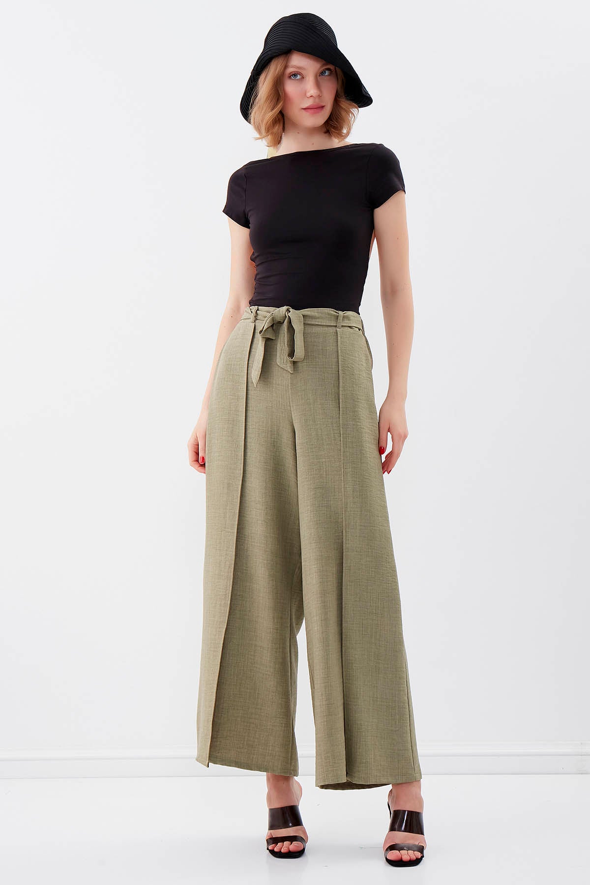 SIDE SPLIT-APART WAIST-BINDING TROUSERS