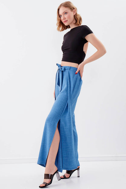 SIDE SPLIT-APART WAIST-BINDING TROUSERS