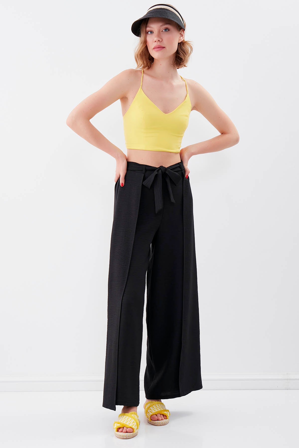 SIDE SPLIT-APART WAIST-BINDING TROUSERS