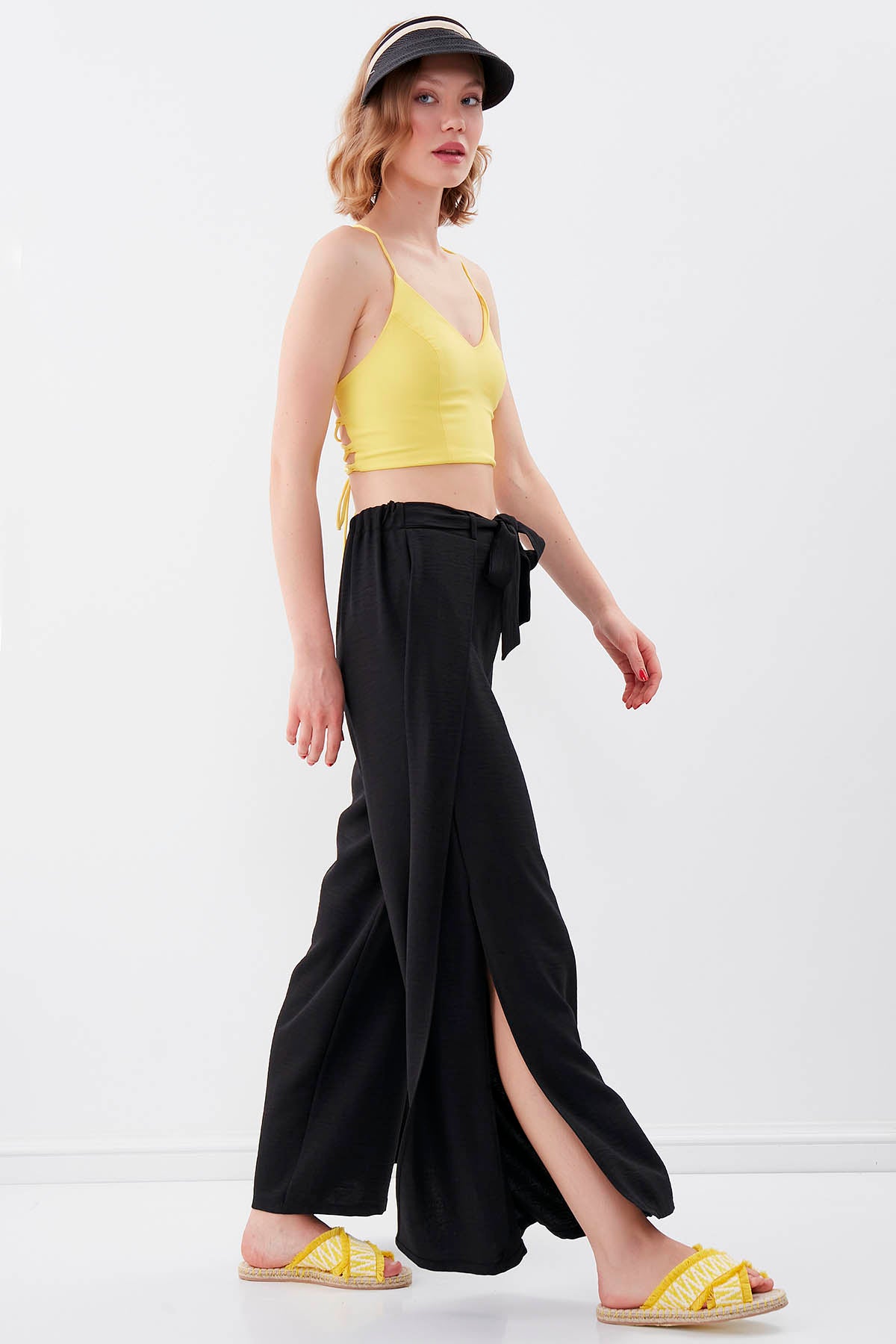 SIDE SPLIT-APART WAIST-BINDING TROUSERS
