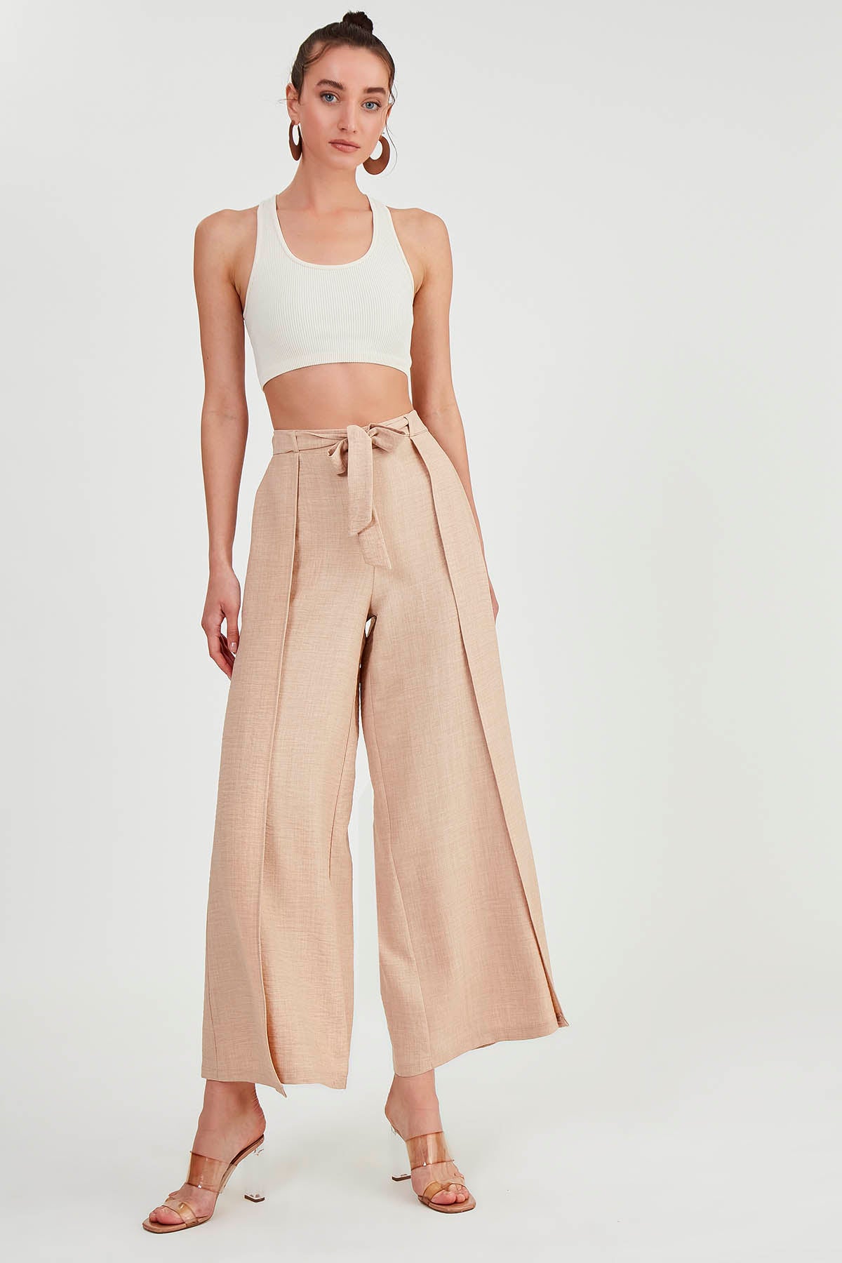 SIDE SPLIT-APART WAIST-BINDING TROUSERS