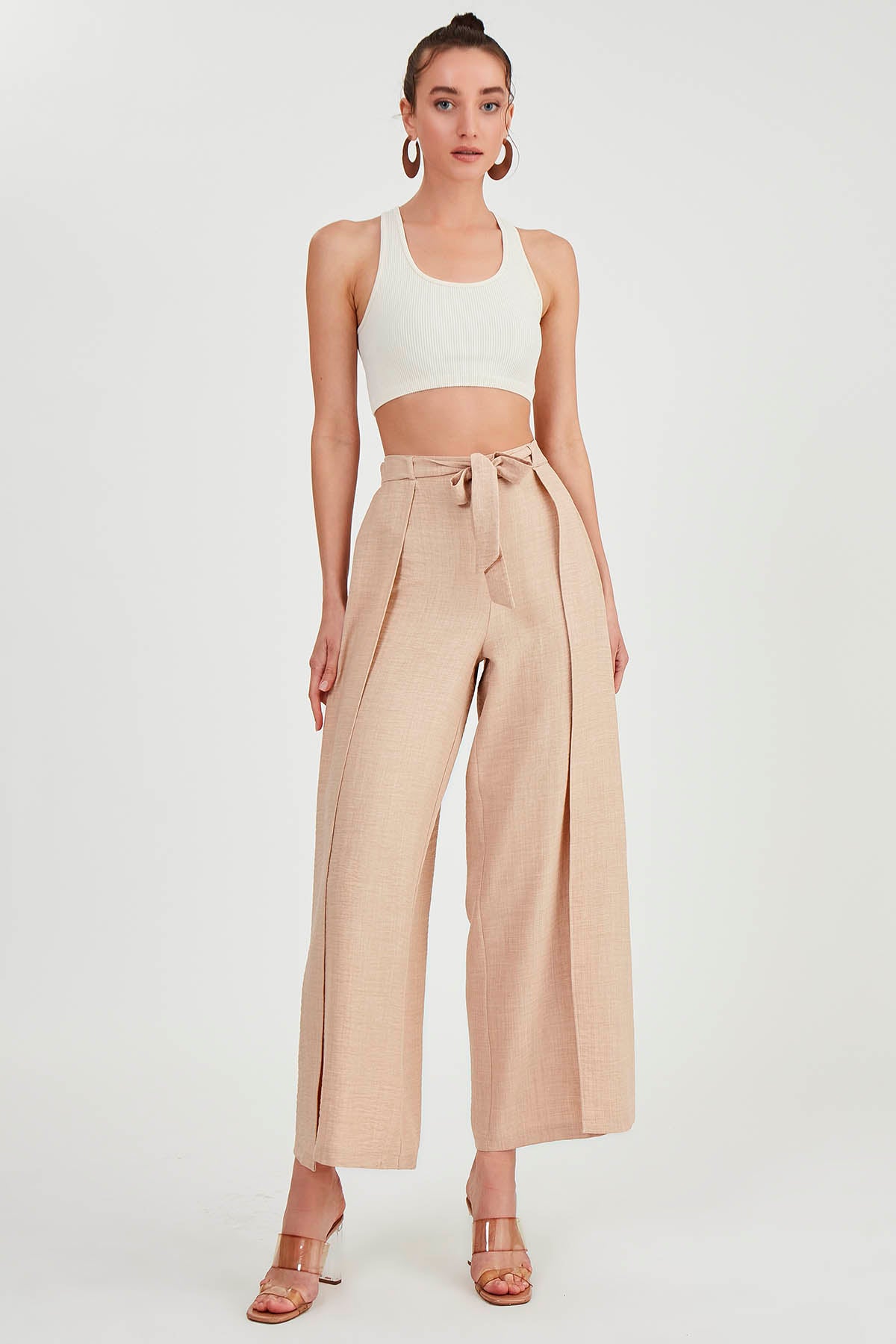 SIDE SPLIT-APART WAIST-BINDING TROUSERS