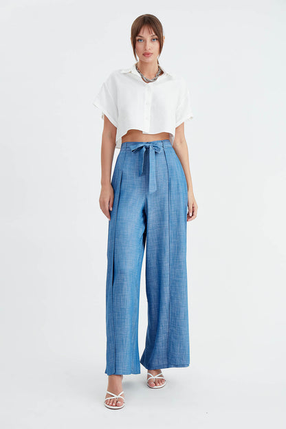 SIDE-SPLIT BELT TROUSERS