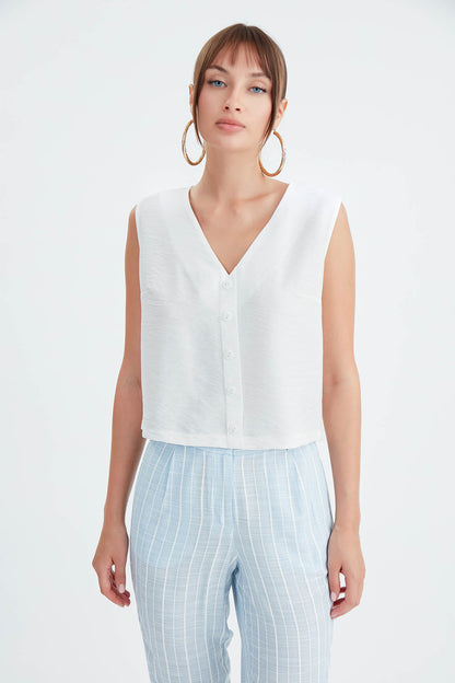 CROP VEST WITH BUTTONS