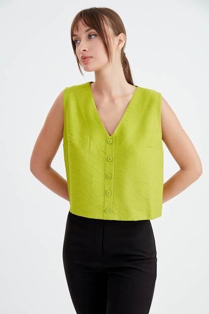 CROP VEST WITH BUTTONS