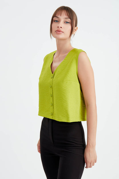 CROP VEST WITH BUTTONS