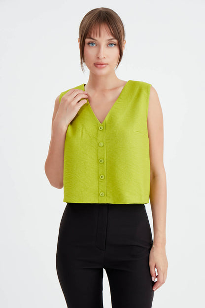 CROP VEST WITH BUTTONS