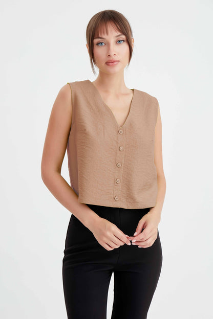 CROP VEST WITH BUTTONS