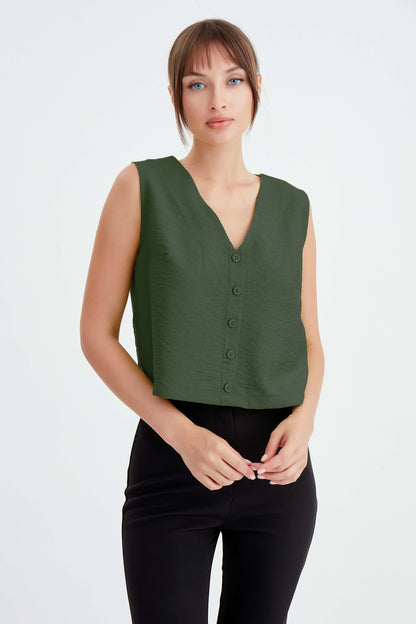 CROP VEST WITH BUTTONS