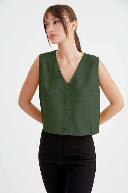 CROP VEST WITH BUTTONS