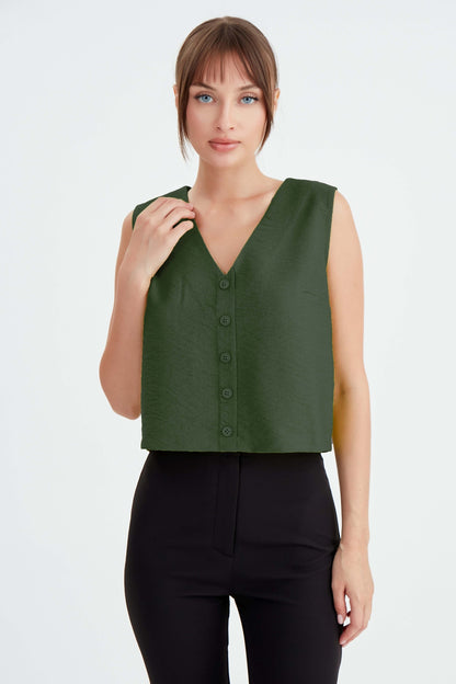 CROP VEST WITH BUTTONS