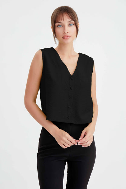 CROP VEST WITH BUTTONS