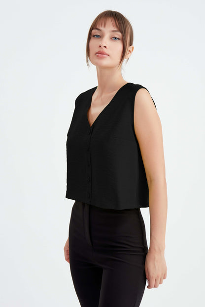 CROP VEST WITH BUTTONS
