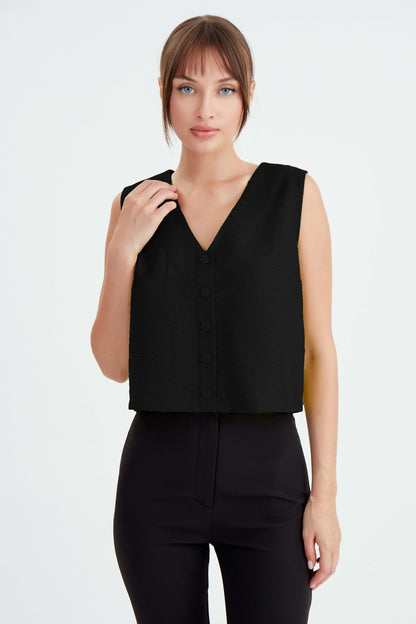 CROP VEST WITH BUTTONS