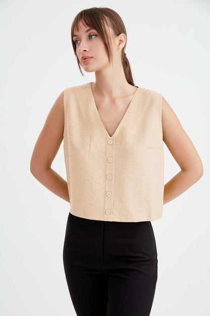 CROP VEST WITH BUTTONS