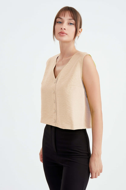 CROP VEST WITH BUTTONS
