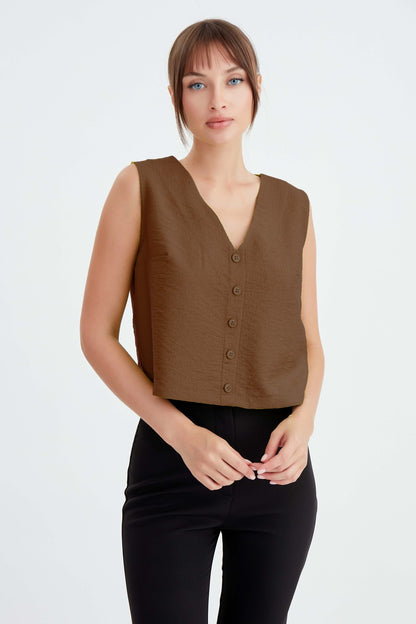 CROP VEST WITH BUTTONS