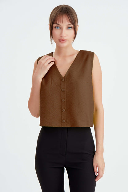 CROP VEST WITH BUTTONS