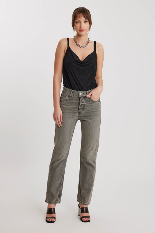 GRAY CLASIC FIT JEANS WITH BUTTON